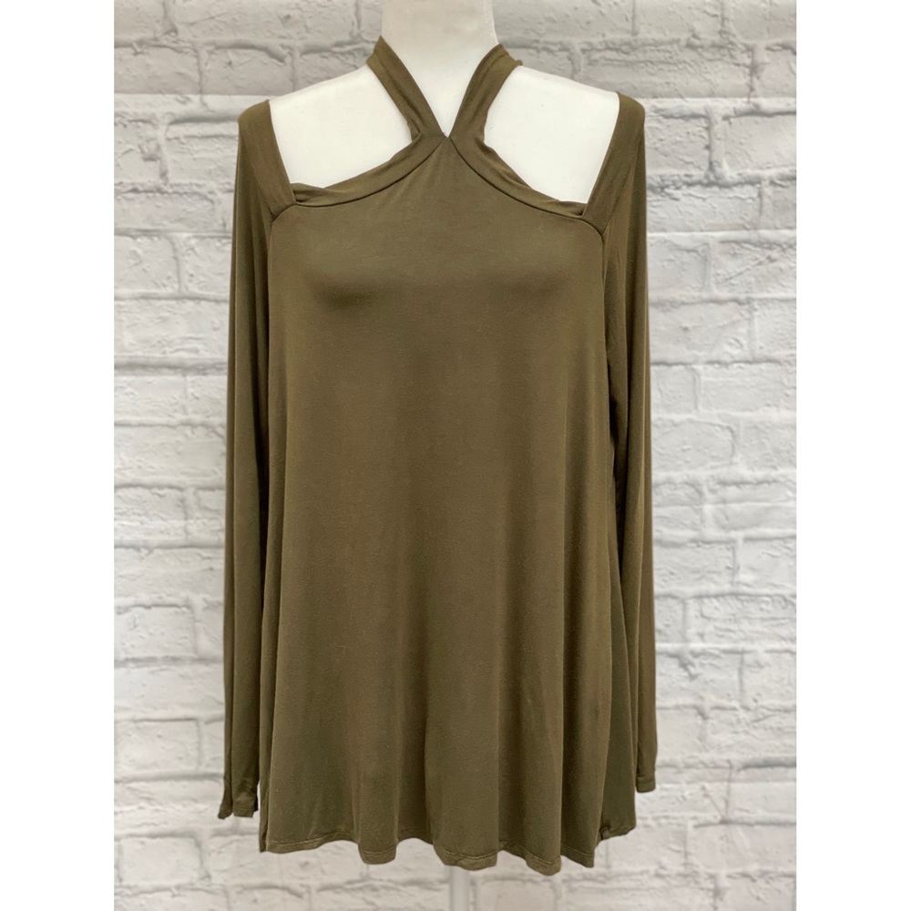 Olive Green Criss Cross Flowy Top